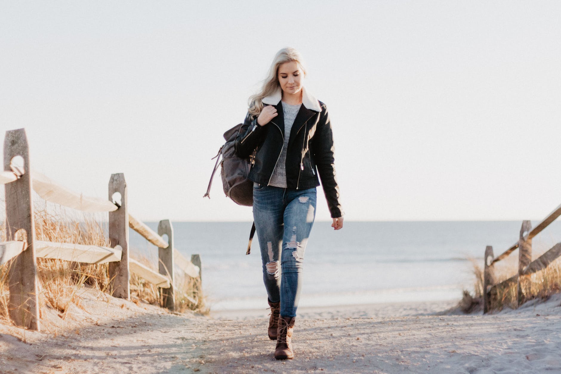 woman in black full zip jacket