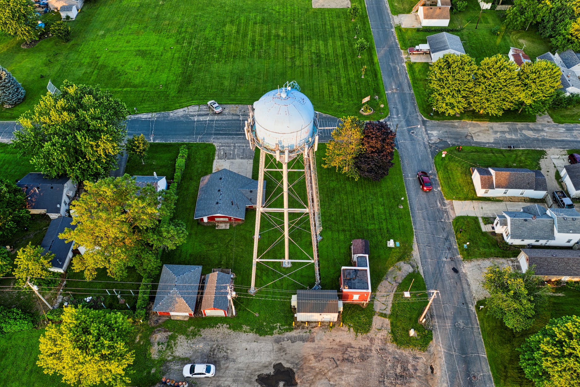 aerial view of water tank