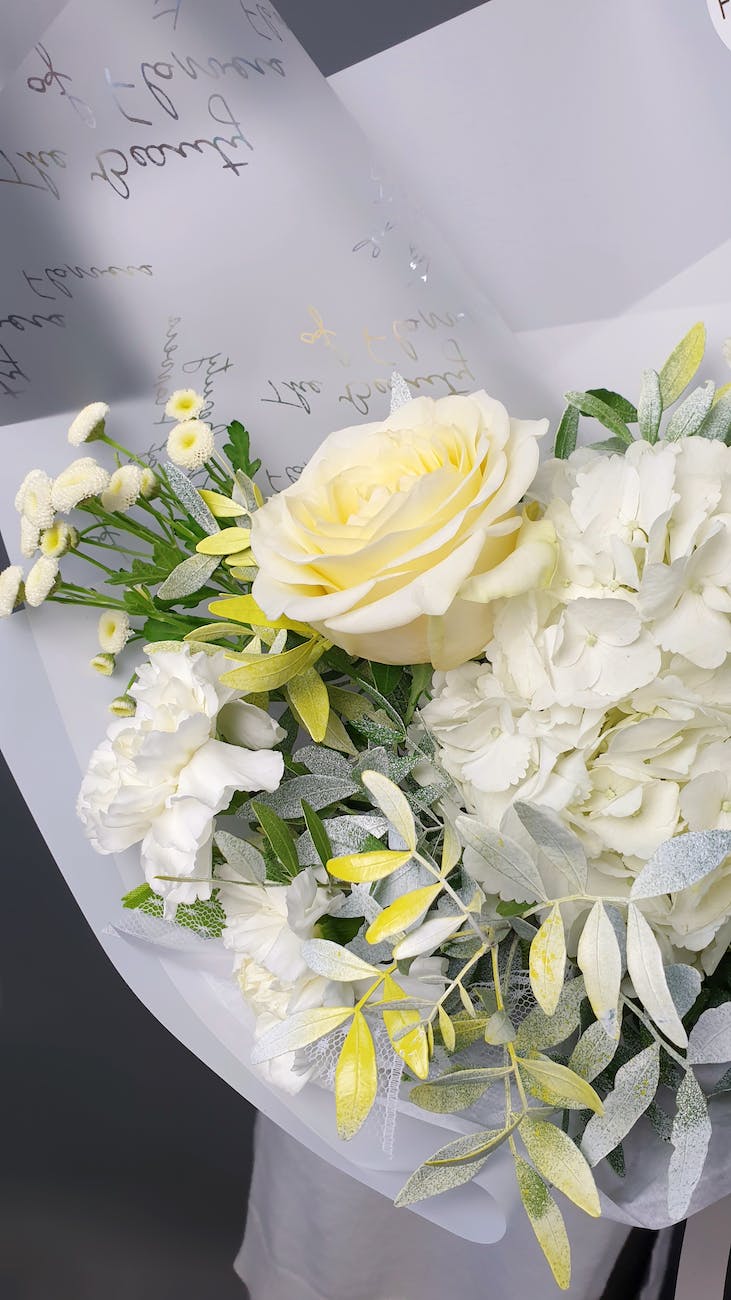 part of white flowers bouquet
